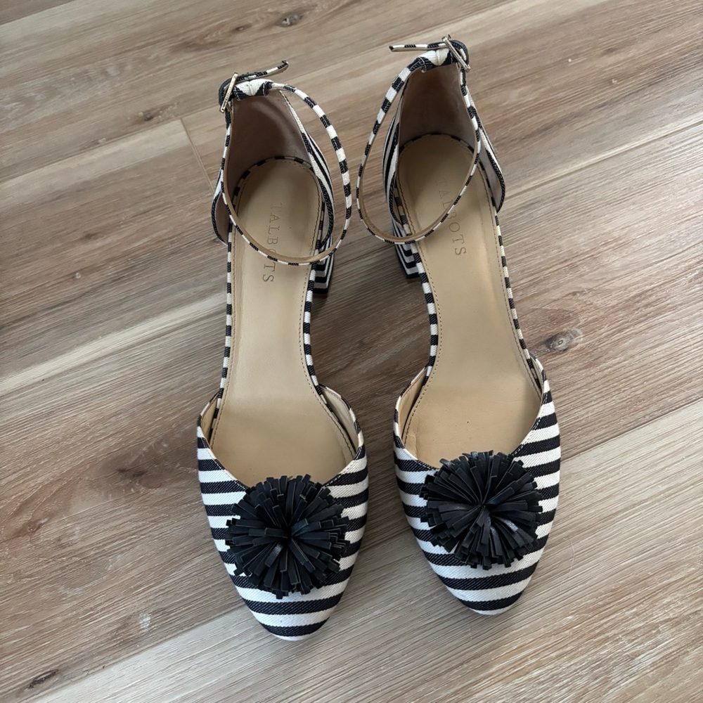 Talbots Isa Striped Pompom Pumps Guc size 10 - Picture 3 of 8
